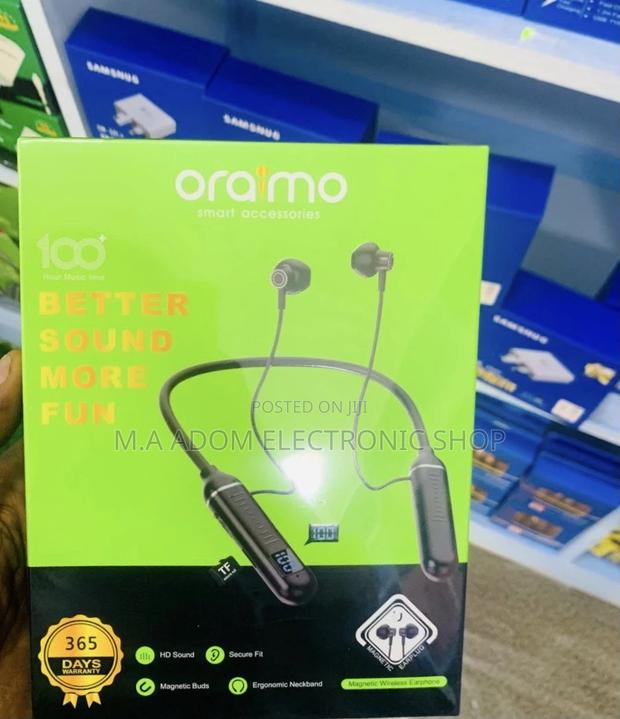 Energy Saving Oraimo Bluetooth Neckband(Black). · Photo 1