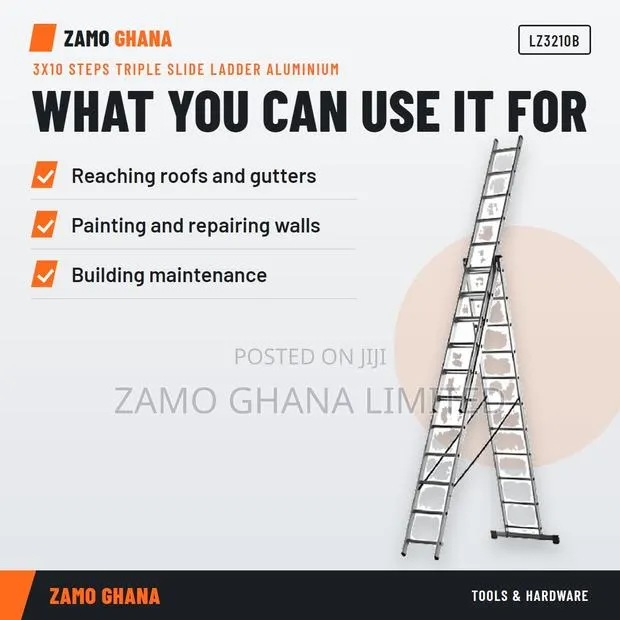 3X10 Steps Triple Slide Ladder Aluminium - LZ3210B · Photo 1