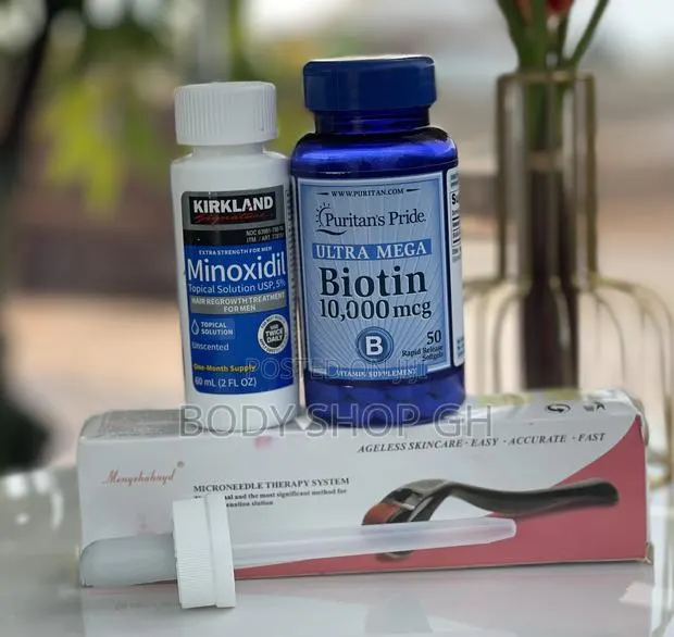 Derma Roller + Kirkland Minoxidil + Biotin Beard Growth Set · Photo 1