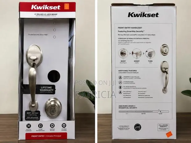 New Kwikset Front Entry Door Handle Set With Deadbolt – Satin Nickel · Photo 1