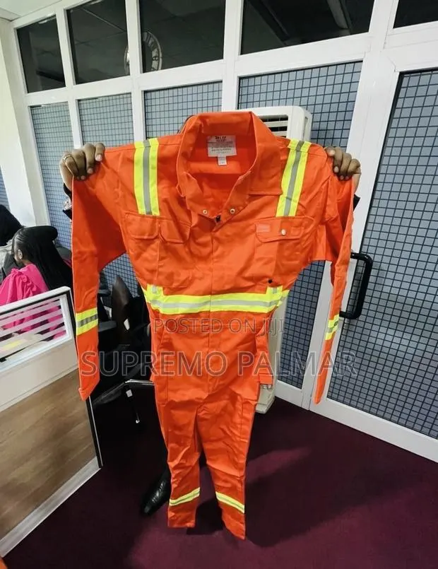 Flame Resistant Hi-Vis Coverall -Orange Reflective Workwear 88% Cotton · Photo 1