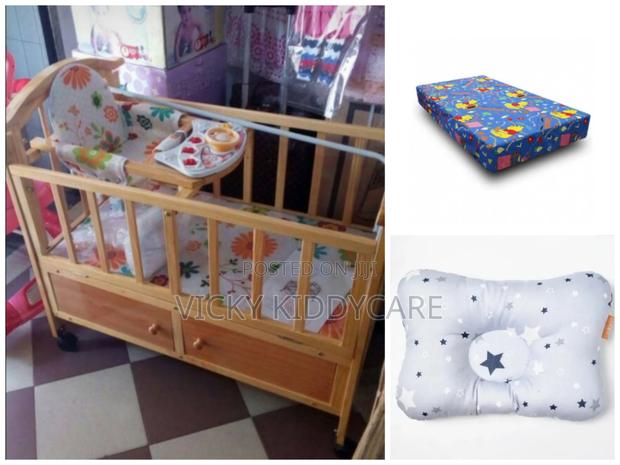 Baby Wooden Cot With Mattress and Pillow · Photo 1