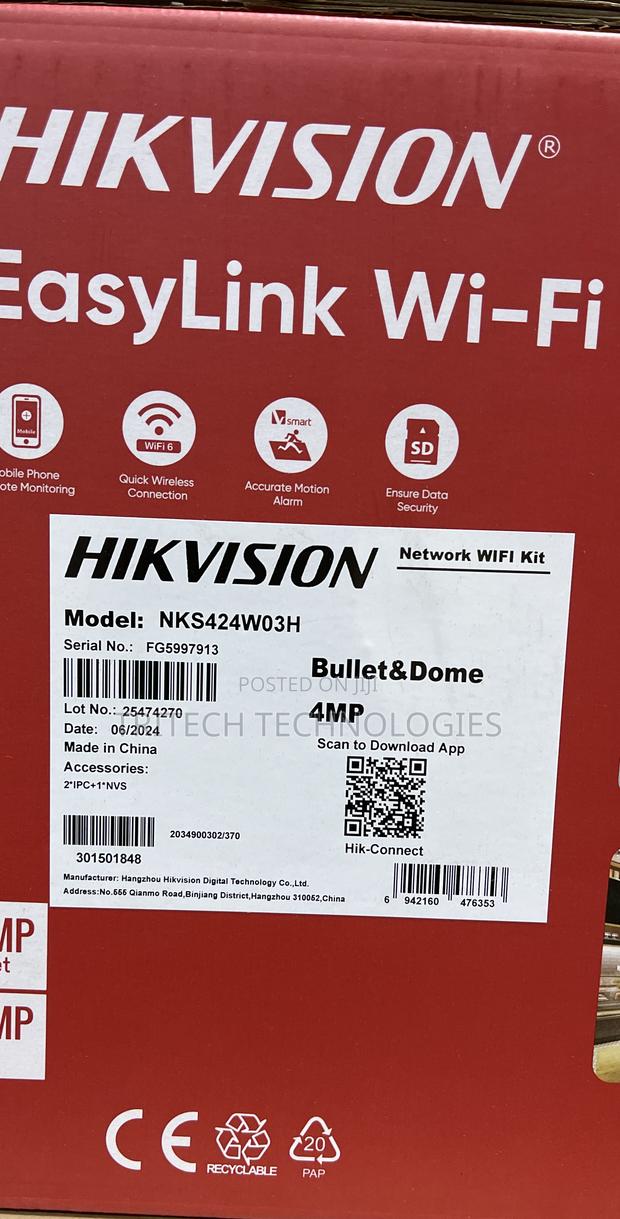 Hikvision Nks424w03h 4mp One Bullet +One Ptdome Wifi NVS Kit · Photo 3