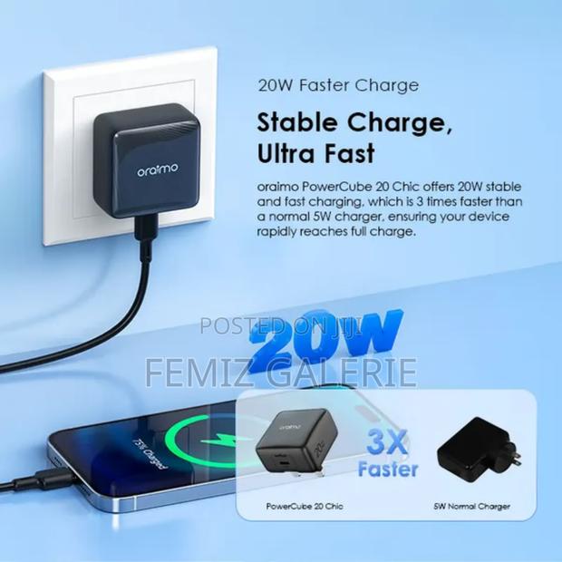 Oraimo 20w Powercube Charger + C-to-C/C-to-Lightning Cable · Photo 4