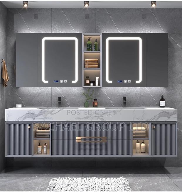 Marble Double Sink Cabinet With Led Light · Photo 1