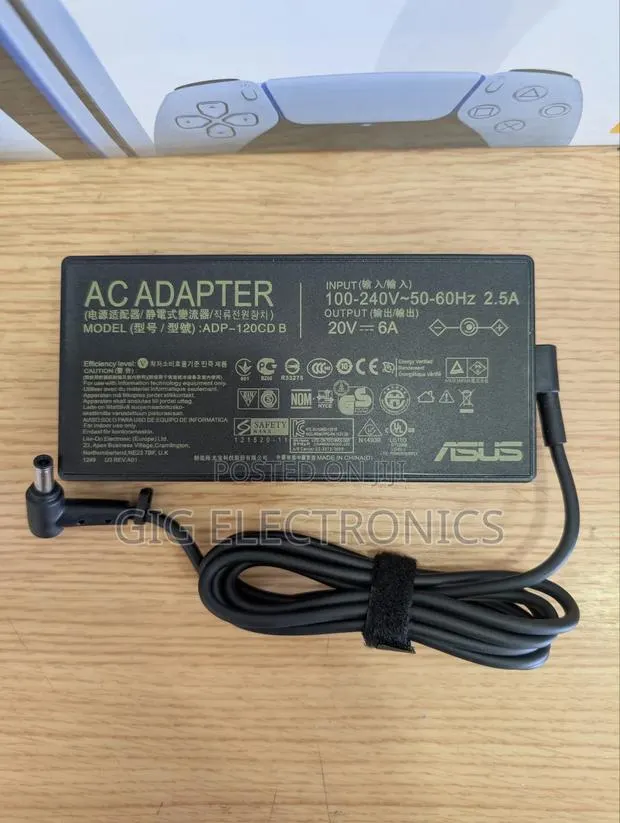 ASUS ROG 120W Laptop AC Charger + Cord · Photo 1