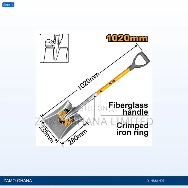 Steel Shovel 235x280mm 1kg - Hsslh06 · Photo 1