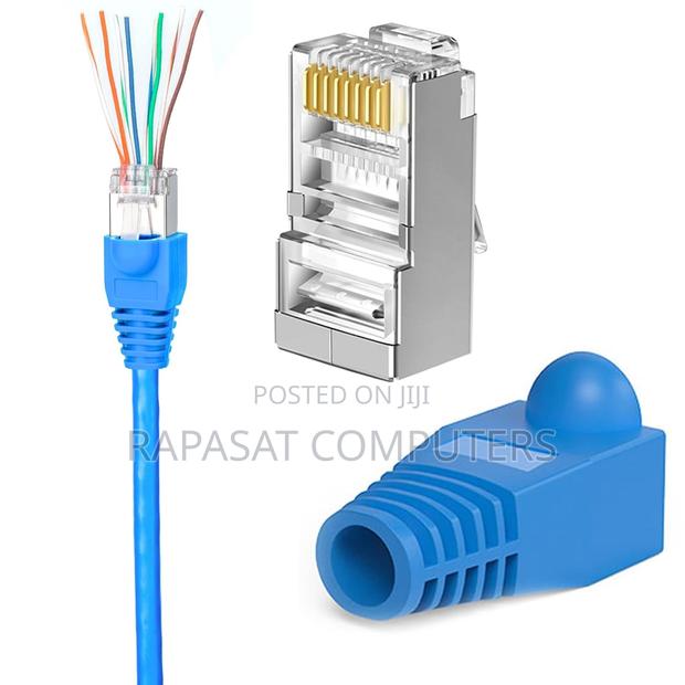 Shielded Cat6 Cat6a RJ45 Pass Through Plugs, 20pcs · Photo 1