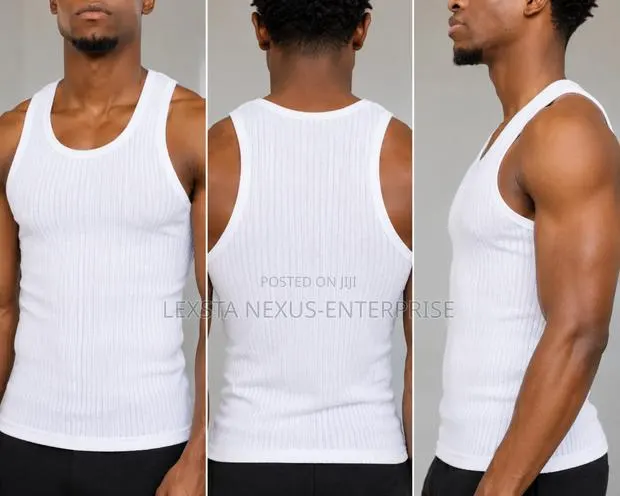 Men's Two(2) Pack White Vest - Singlet · Photo 1