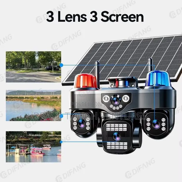HiEasy Solar Powered 3 Lens 4G Wifi CCTV Security Camera · Photo 1
