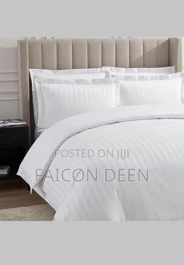 Premium Original Thick White Stripped Cotton Duvet Cover Only · Photo 1
