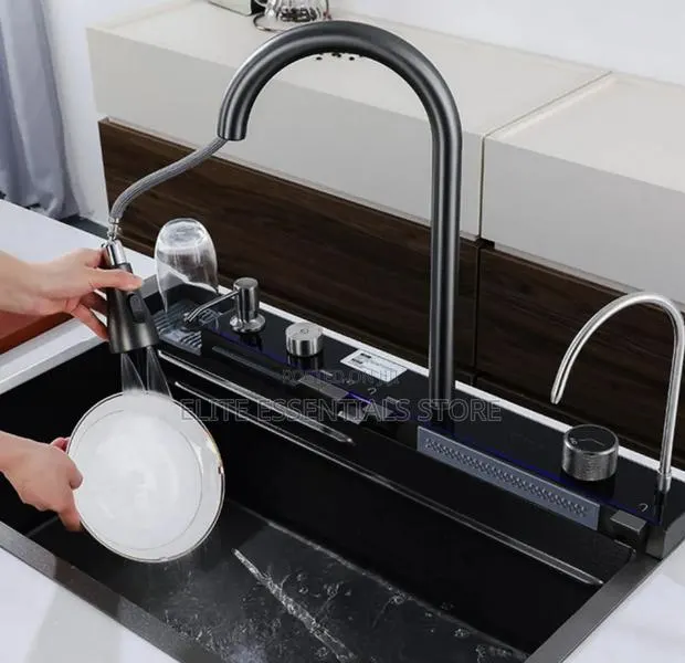 Luxury Digital Kitchen Sink With Soap Dispenser, Cup Washer