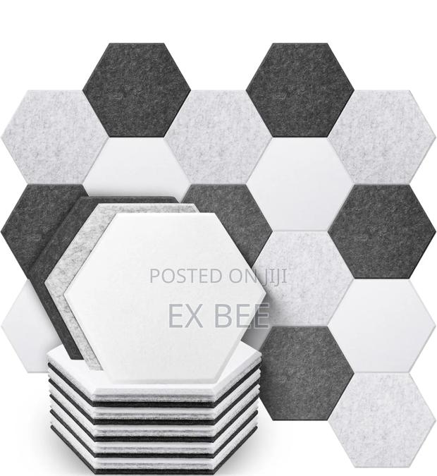 12pcs Hexagon Acoustic Panels Soundproofing Padding · Photo 1