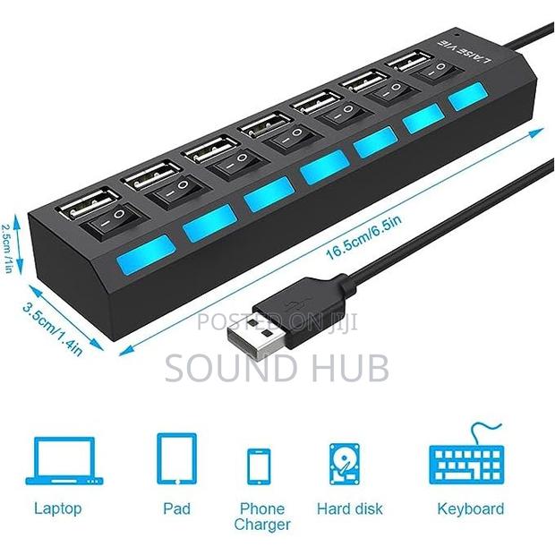 7 Port Usb 2.0 High Speed Power Splitter Switch on/Off · Photo 2