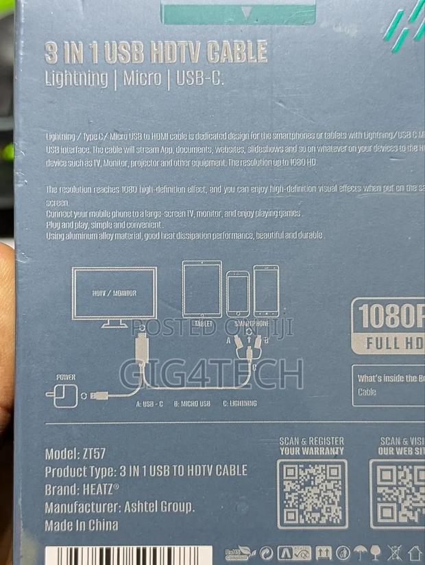 Heatz Zt57 3in1 Usb to Hdmi HDTV Cable · Photo 4