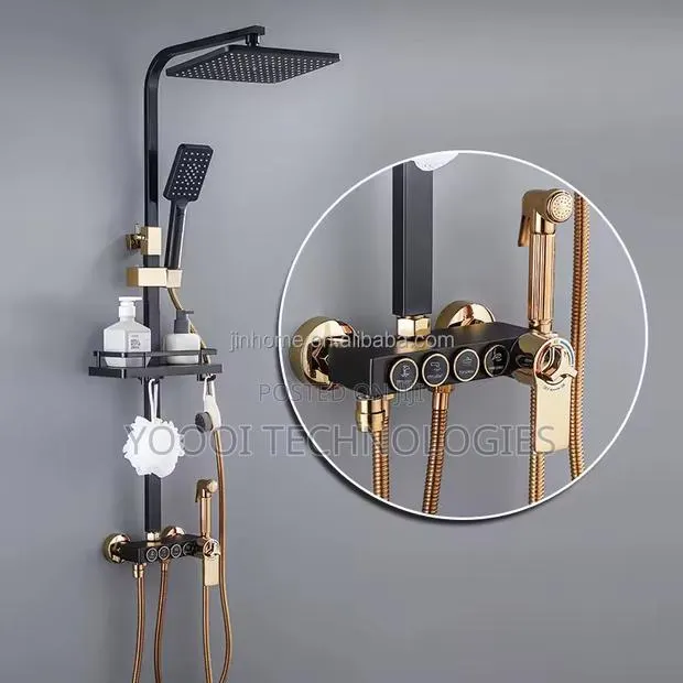 4 In 1 Luxury Gold Black Shower Mixer