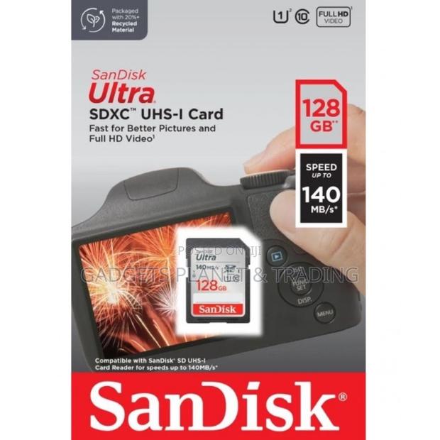 Sandisk 128gb Ultra 140mb/S Uhs-I SDXC Memory Card Class 10 · Photo 1