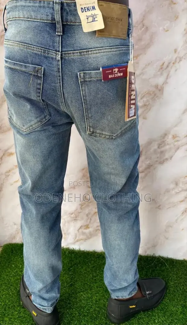 Denim Faded Blue Jeans Trousers for Men · Photo 1