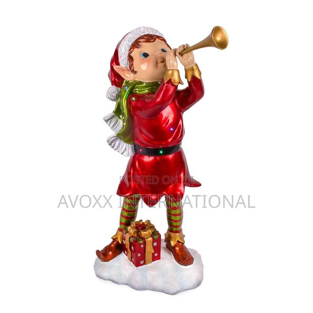 Pre-Lit Horn Blowing Pixie Elf W/Multicolor LED Lights 37" · Photo 1