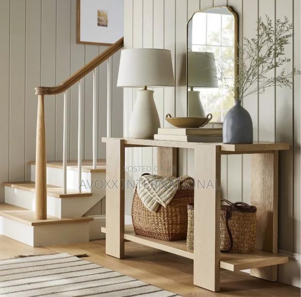 Bleached Oak Console Table Natural Wood - Threshold · Photo 1