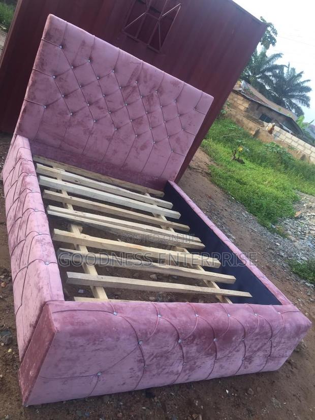 Pink Fabric Double Bed Frame · Photo 1
