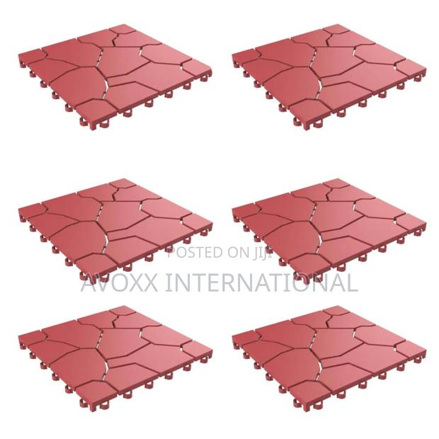 Pure Garden Interlocking Look Patio Tiles, Brick Red, 6count · Photo 1