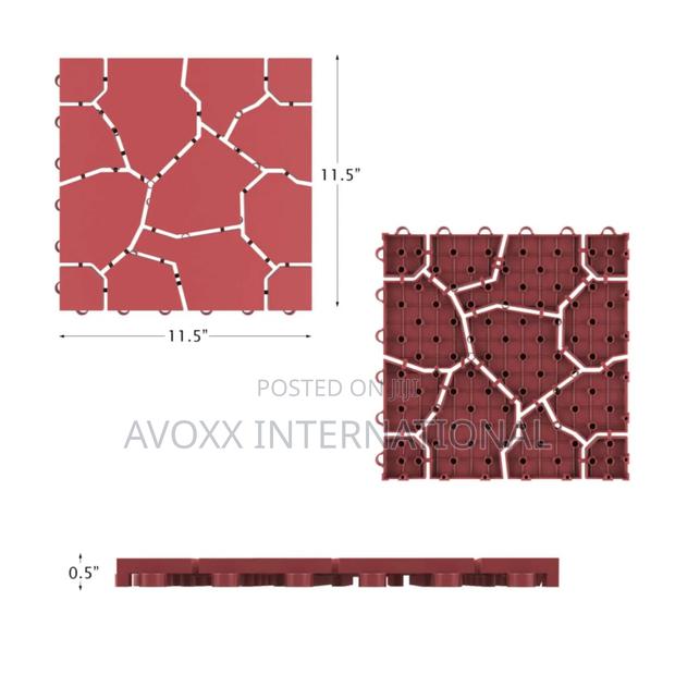 Pure Garden Interlocking Look Patio Tiles, Brick Red, 6count · Photo 2