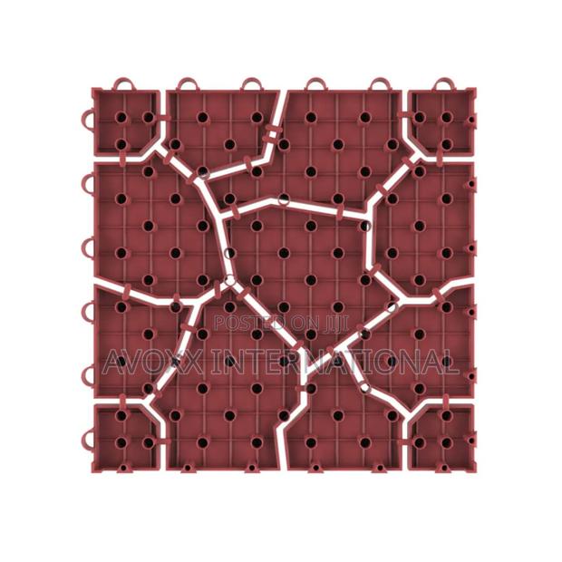 Pure Garden Interlocking Look Patio Tiles, Brick Red, 6count · Photo 3