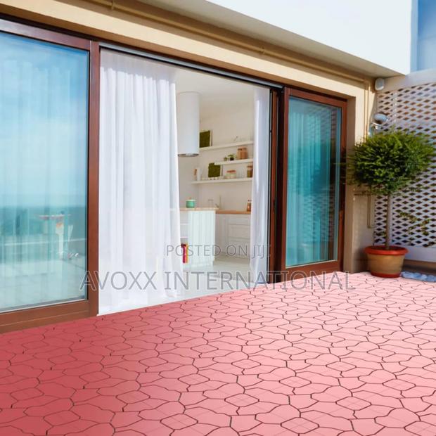 Pure Garden Interlocking Look Patio Tiles, Brick Red, 6count · Photo 5