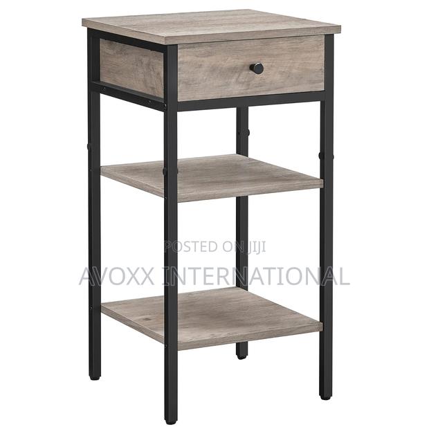 VASAGLE Tall Nightstand, Bedside Table W/ Drawer and Shelfs · Photo 1