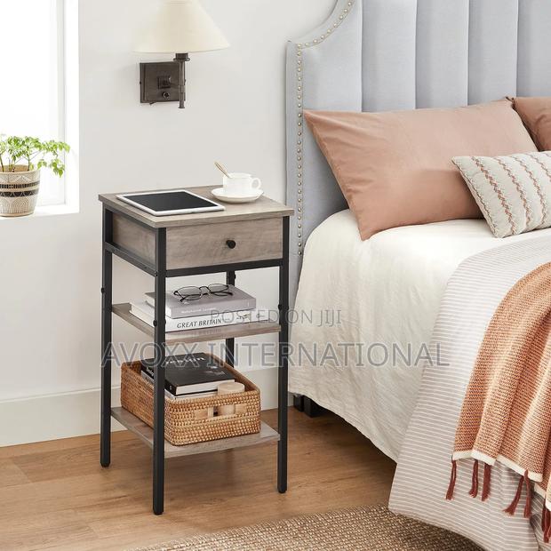 VASAGLE Tall Nightstand, Bedside Table W/ Drawer and Shelfs · Photo 2