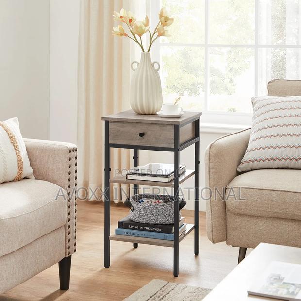VASAGLE Tall Nightstand, Bedside Table W/ Drawer and Shelfs · Photo 3