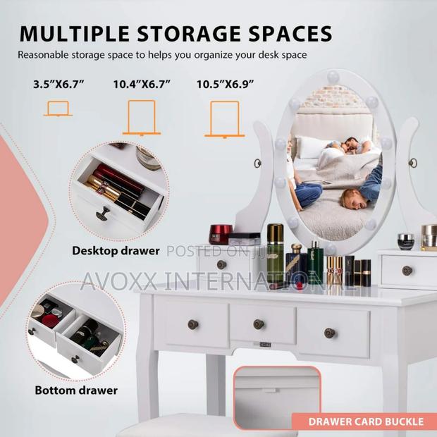 VIVOHOME Makeup Vanity Set W/Led Bulbs,Dressing Table,Stool · Photo 3