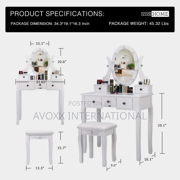 VIVOHOME Makeup Vanity Set W/Led Bulbs,Dressing Table,Stool · Photo 4