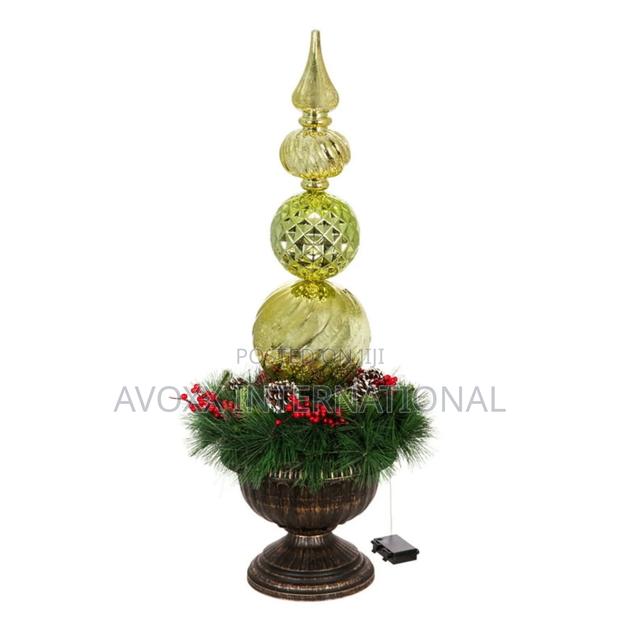 Evergreen 36"H Gold Twinkling White LED Ornament With Wreath · Photo 1