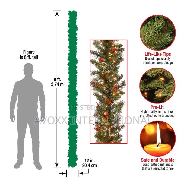 NTC Pre-Lit Artificial Christmas Garland 9ft · Photo 3
