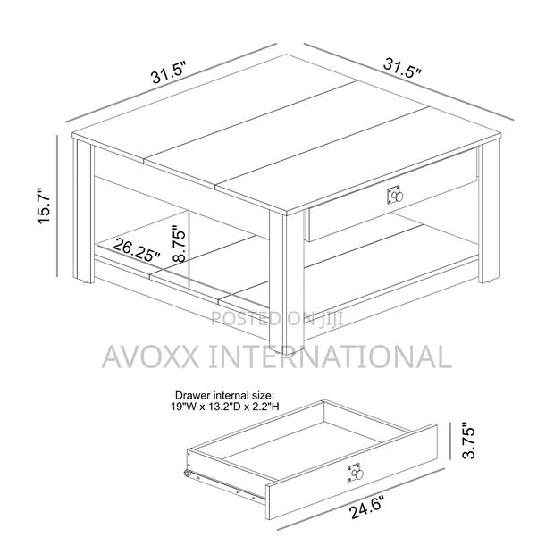 Galano Philia Square Modern Coffee Table With Storage Drawer · Photo 3