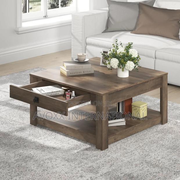 Galano Philia Square Modern Coffee Table With Storage Drawer · Photo 1