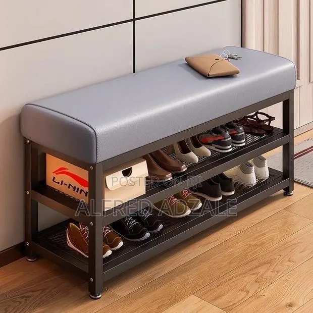 2-Tier Shoe Rack With Soft Leather Seat · Photo 1