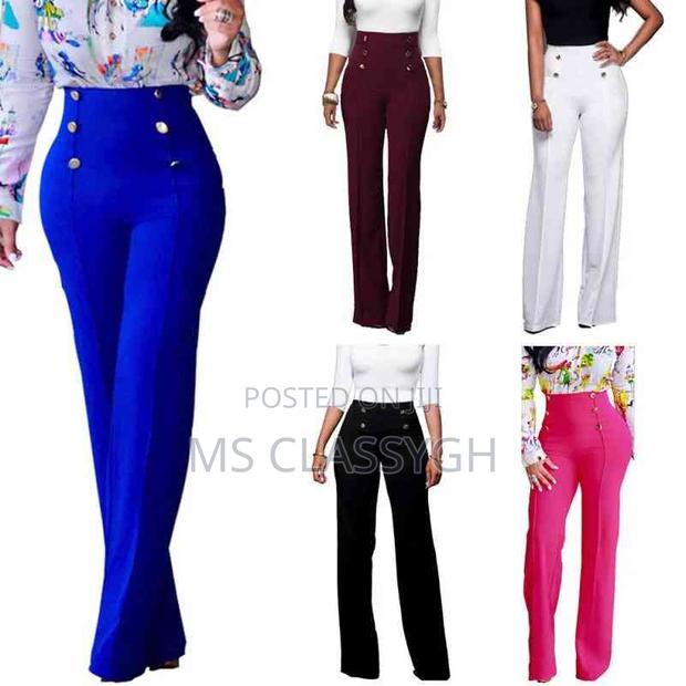 Casual High Waist Long Pants Women Office Lady Elegant Butto · Photo 2