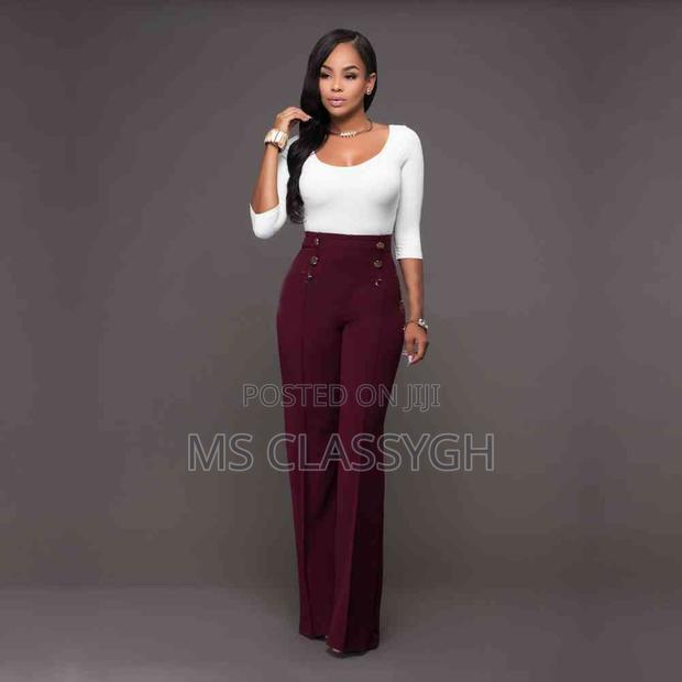 Casual High Waist Long Pants Women Office Lady Elegant Butto · Photo 3