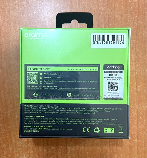 Oraimo Nova Am 2.01" Amoled Screen Smart Watch | Osw-812 · Photo 5