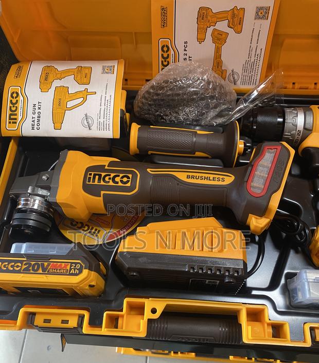 Ingco 20v Cordless Angle Grinder and Drill Combo Set · Photo 2