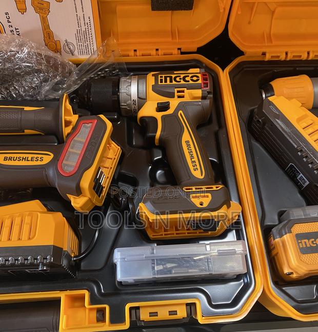 Ingco 20v Cordless Angle Grinder and Drill Combo Set · Photo 3