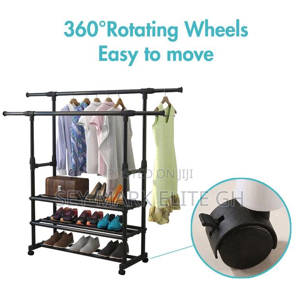 Double Sides Cloth Rack With 3 Shoe Layers · Photo 3