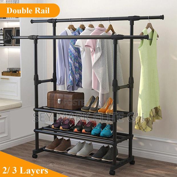 Double Sides Cloth Rack With 3 Shoe Layers · Photo 1