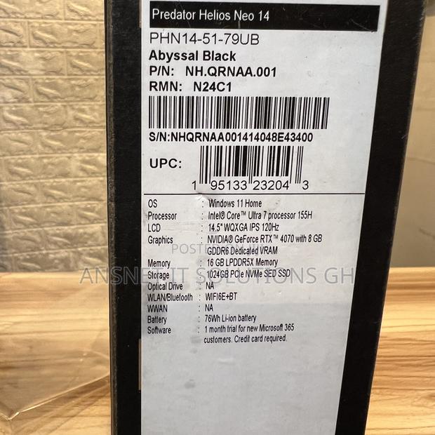 New Laptop Acer Predator Helios Neo 16 16GB Intel Core Ultra 7 SSD 1T · Photo 1