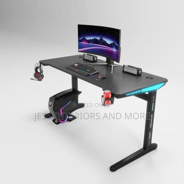 Gaming Desk With RGB LED Lights (Black) · Photo 1