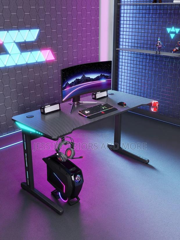 Gaming Desk With RGB LED Lights (Black) · Photo 2