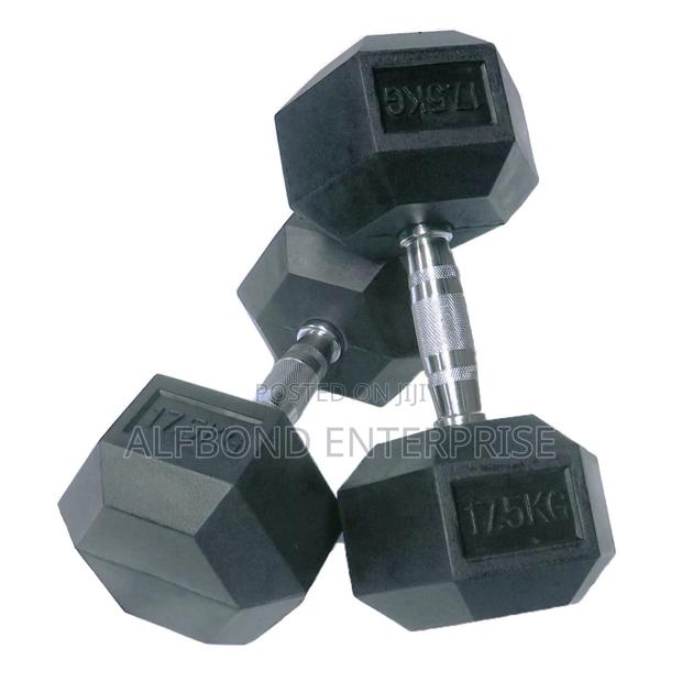17.5kg X 2 Hex Dumbbells · Photo 1